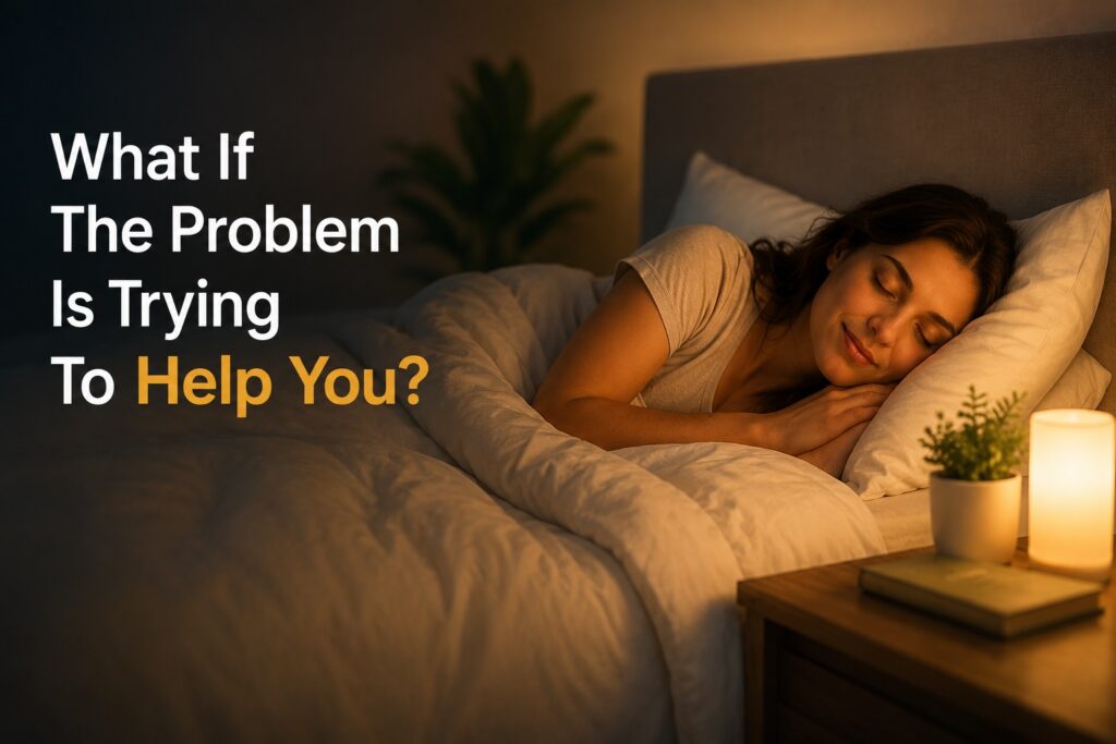Woman sleeping peacefully after exploring the positive intention behind a behaviour through NLP.